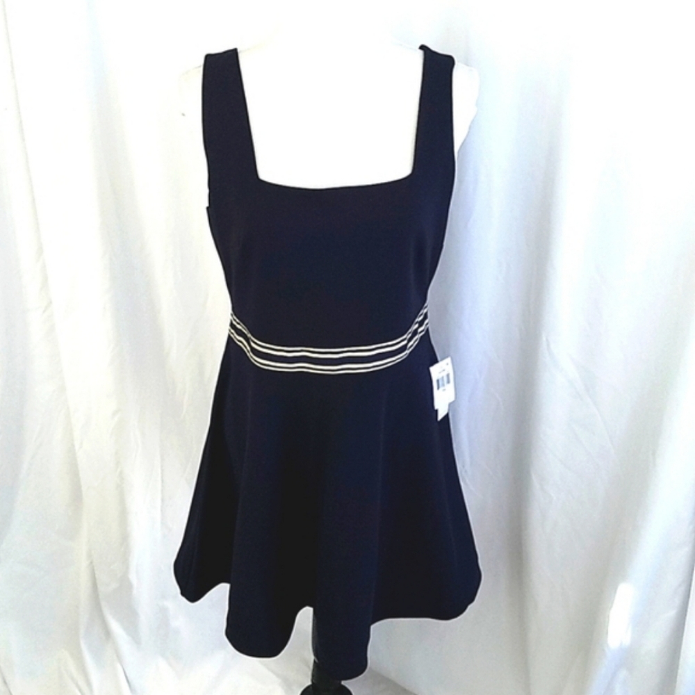 Teeze Me Juniors Sleeveless Striped Mini Navy Blue Dress Size Junior 13